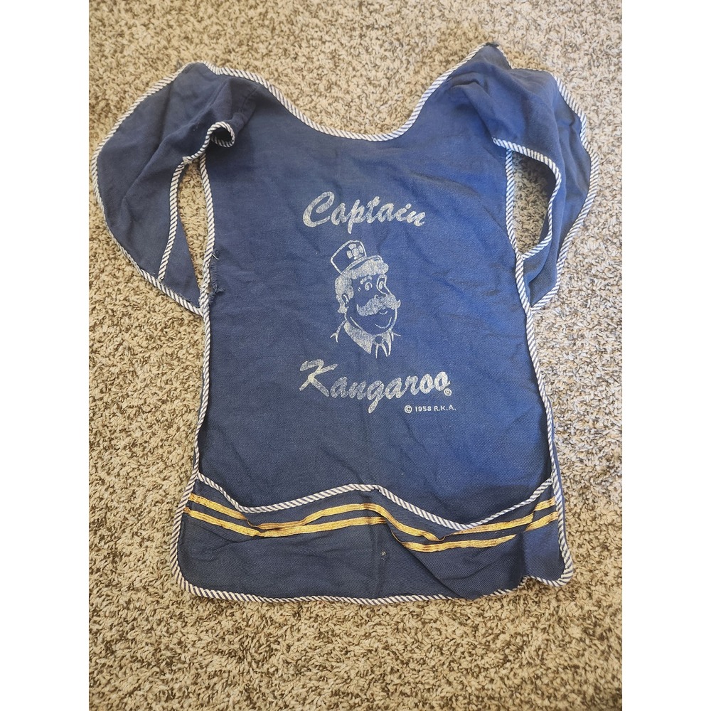 Vintage 1958 Captain Kangaroo Kids Apron Smock Blue Cotton TV Memorabilia RARE‎